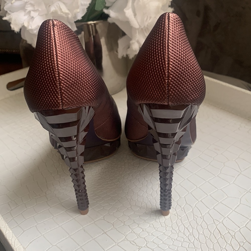 RACHEL Rachel Roy Burgundy Prism Design Platform Heels NWOT or BOX | Size: 7 - Picture 5 of 16